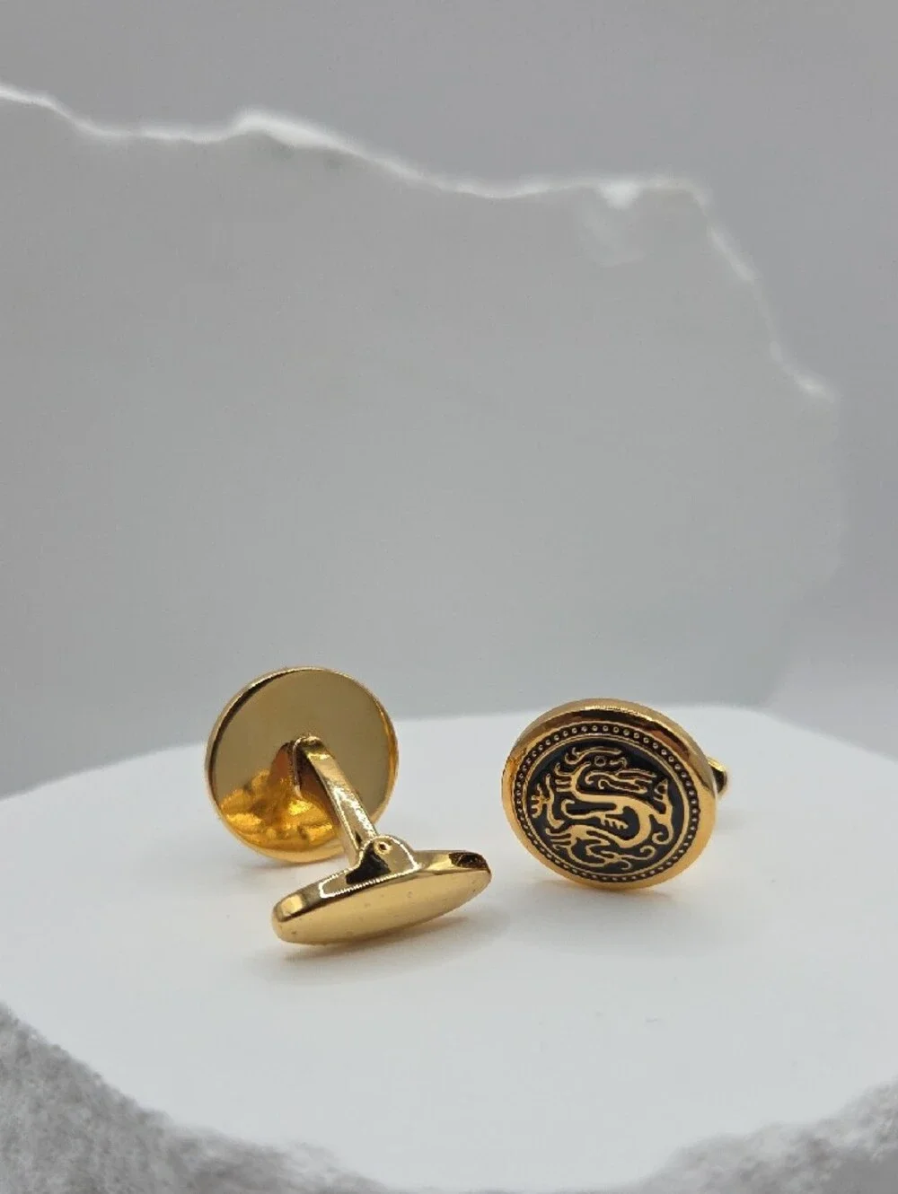 MEL New York Gold Plated Celtic Dragon Cufflinks